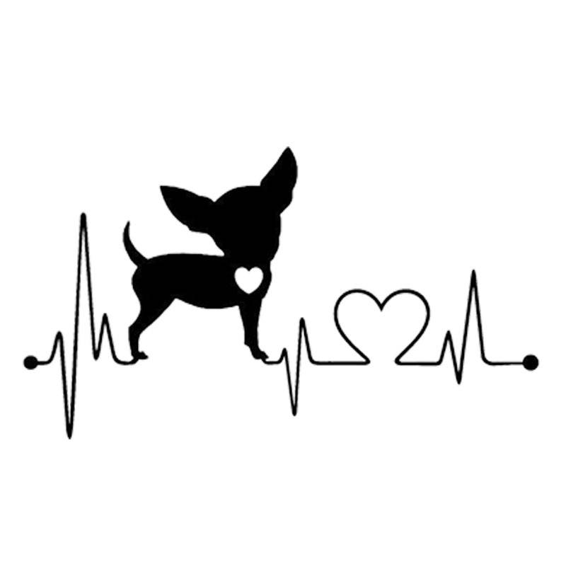 Waterproof Chihuahua Heartbeat Car Stickers Car Extras & Accessories Stickers cb5feb1b7314637725a2e7: Black|Silver