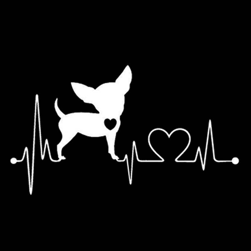 Waterproof Chihuahua Heartbeat Car Stickers Car Extras & Accessories Stickers cb5feb1b7314637725a2e7: Black|Silver