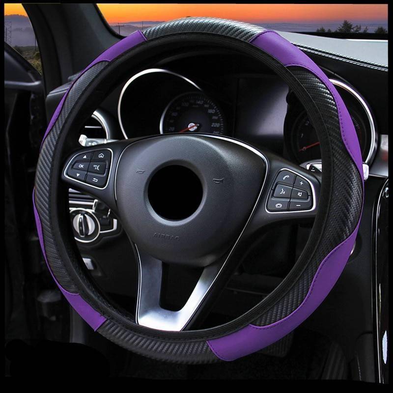 Car Steering Wheel Cover Breathable Anti Slip 37-38cm Steering Wheel Covers color-name: Black|Blue|Claret|Purple|Red