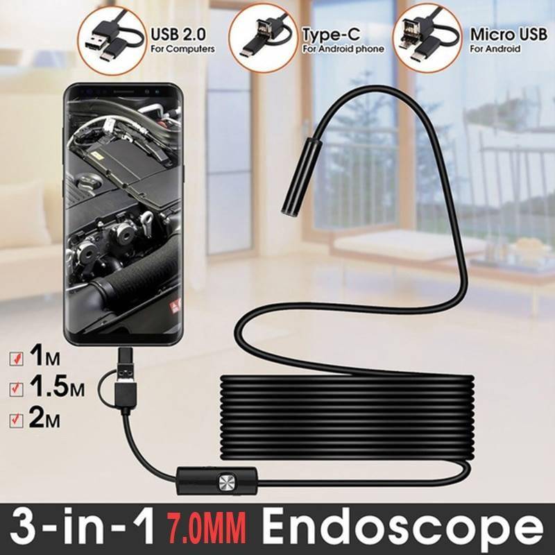 TYPE C USB Mini Endoscope Camera 7mm 2m 1m 1.5m Flexible Hard Cable Snake Borescope Inspection Camera for Android Smartphone PC PODUCTS - JUST IN 4c3e5f1dc3332d5c17e1a3: 1.5m|1m|2m