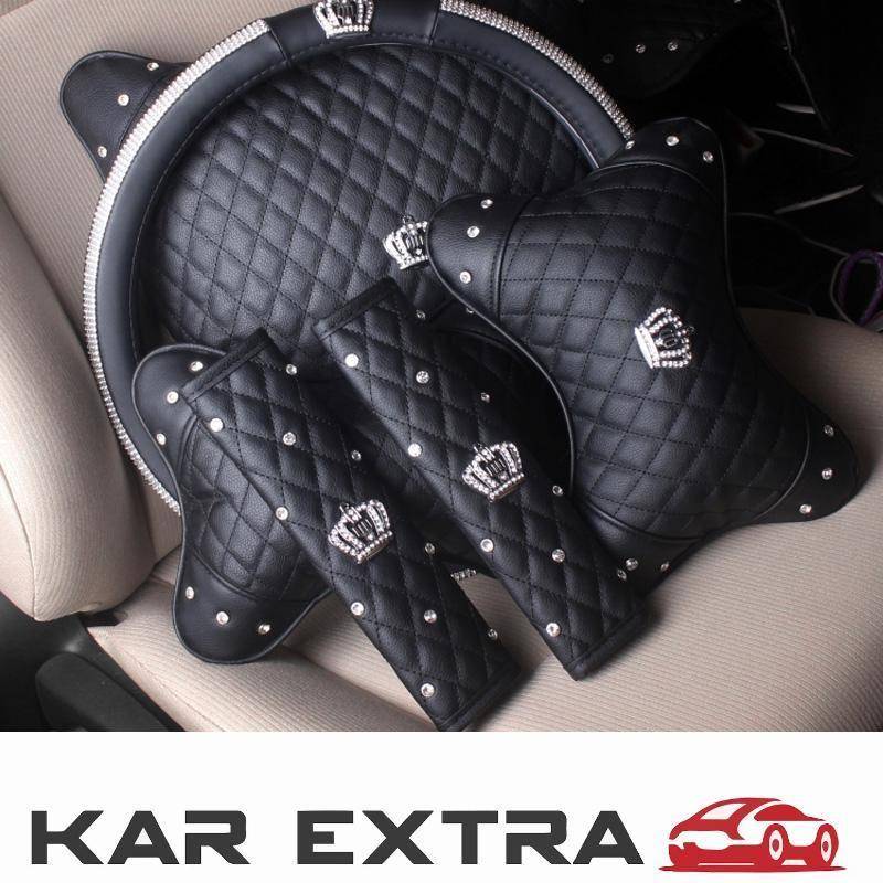 Universal PU Leather Car Steering Wheel Cover Bling Rhinestone Crystal Car Interior Decro with Crystal Crown Accessories Black CAR BLING EXTRA ACCESSORIES Steering Wheel Covers 6ee592b94717cd7ccdf72f: 1pc armrest cover|1pc Gear Shift Case|1pc Handbrake Cover|1pc head pillow|1pc seat belt cover|1pc Storage Bag|1pc support pillow|1pc waist pillow|Car Sun Visor Clip|key case|Steering wheel case|Steering wheel cover|Storage box