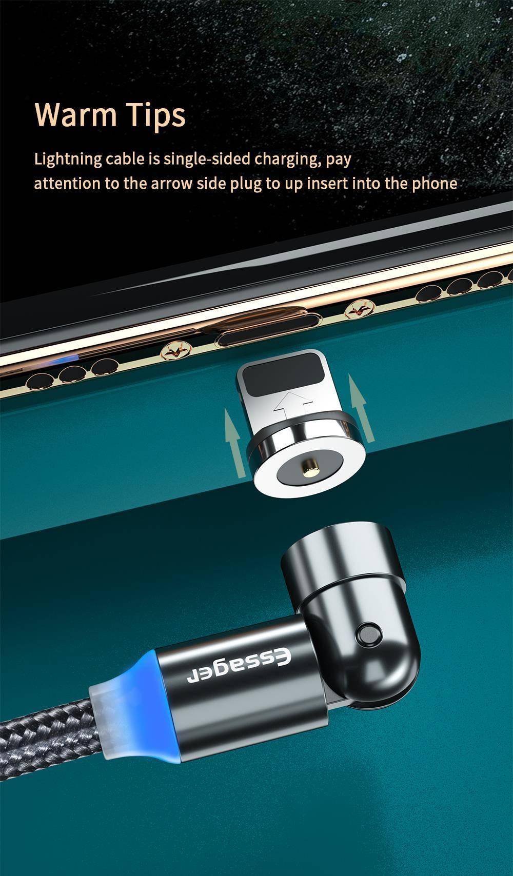 Essager-Cable magnético giratorio 540, Micro USB tipo C, cargador magnético de carga rápida, Cable de teléfono para iPhone y Android