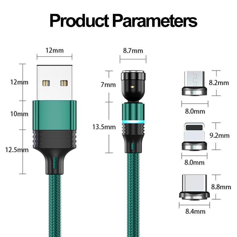 540 Degree Roating Magnetic 3A Micro USB Type C Phone Fast charging Cable For iPhone Samsung Xiaomi Charger cable cord data wire INSIDE THE CAR Phone Accessories cb5feb1b7314637725a2e7: For iPhone Black|For iPhone Red|For Iphone-Green|For Micro-Black|For Micro-Green|For Micro-Red|For Type C Black|For Type C Red|For Type C-Green|Only Plug For Iphone|Only Plug For Micro|Only Plug For Type C