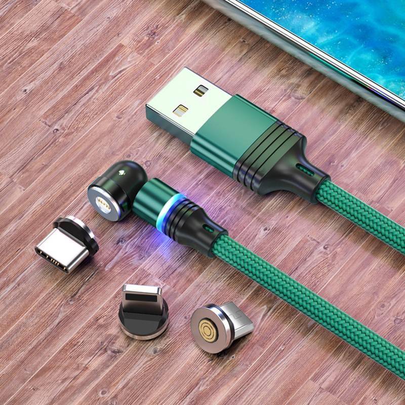 540 Degree Roating Magnetic 3A Micro USB Type C Phone Fast charging Cable For iPhone Samsung Xiaomi Charger cable cord data wire